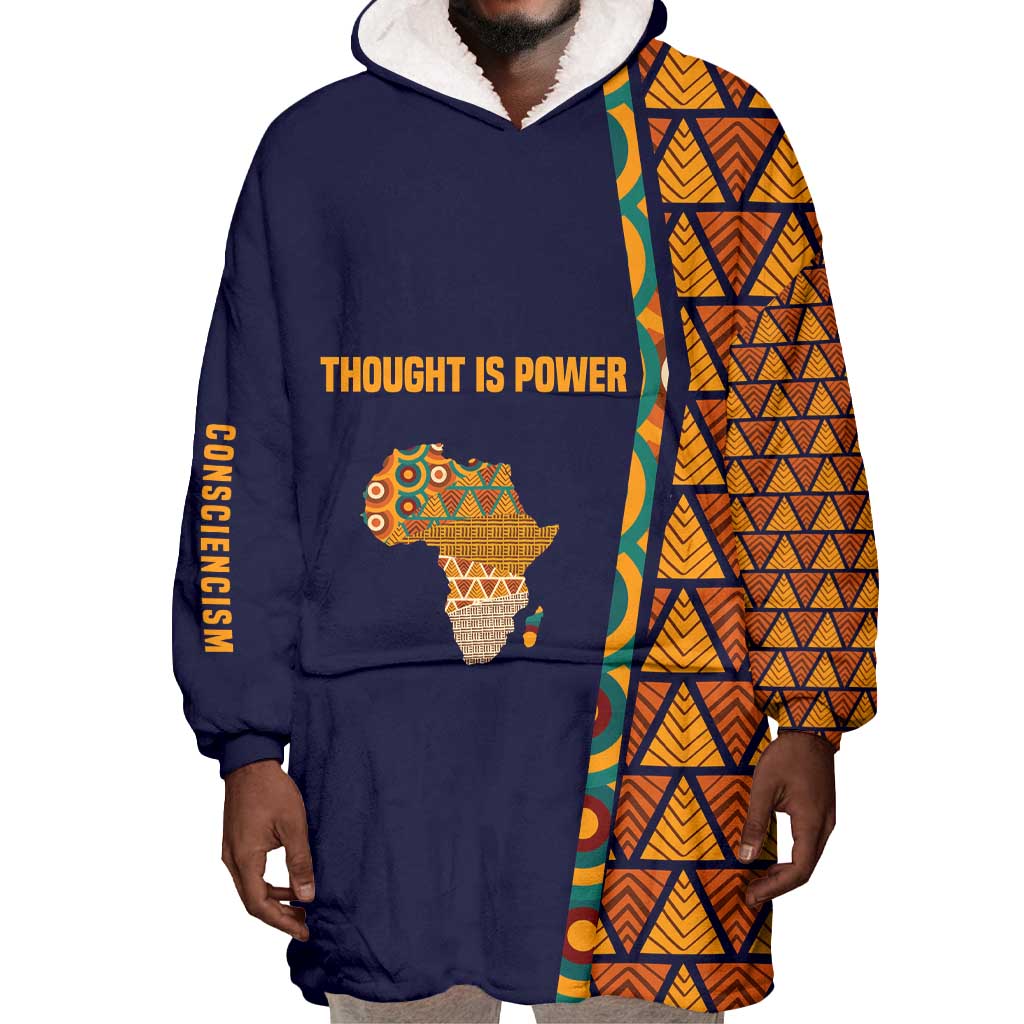Kwame Nkrumah Ghana Wearable Blanket Hoodie African Map Pattern Design and Economic Freedom Quote Tribute - African Pride