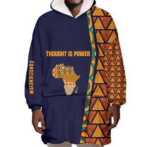 Kwame Nkrumah Ghana Wearable Blanket Hoodie African Map Pattern Design and Economic Freedom Quote Tribute - African Pride