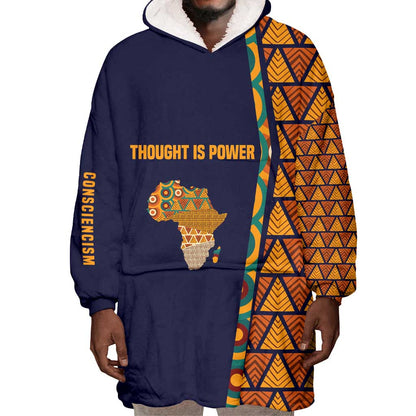 Kwame Nkrumah Ghana Wearable Blanket Hoodie African Map Pattern Design and Economic Freedom Quote Tribute - African Pride