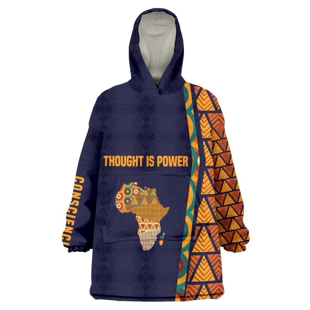 Kwame Nkrumah Ghana Wearable Blanket Hoodie African Map Pattern Design and Economic Freedom Quote Tribute - African Pride