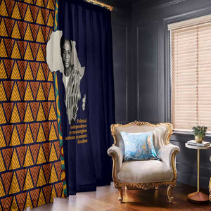 Kwame Nkrumah Ghana Window Curtain African Map Pattern Design and Economic Freedom Quote Tribute - African Pride