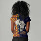 Kwame Nkrumah Ghana Women V-Neck T-Shirt African Map Pattern Design and Economic Freedom Quote Tribute - African Pride
