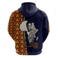 Kwame Nkrumah Ghana Zip Hoodie African Map Pattern Design and Economic Freedom Quote Tribute - African Pride