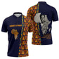 Kwame Nkrumah Ghana Zipper Polo Shirt African Map Pattern Design and Economic Freedom Quote Tribute - African Pride