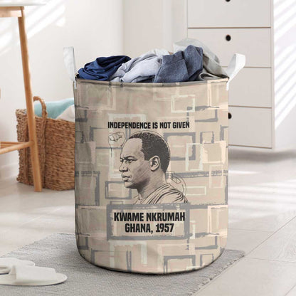 Kwame Nkrumah Laundry Basket with Raised Fist Design and Independence Quote Ghana 1957 Tribute - African Pride