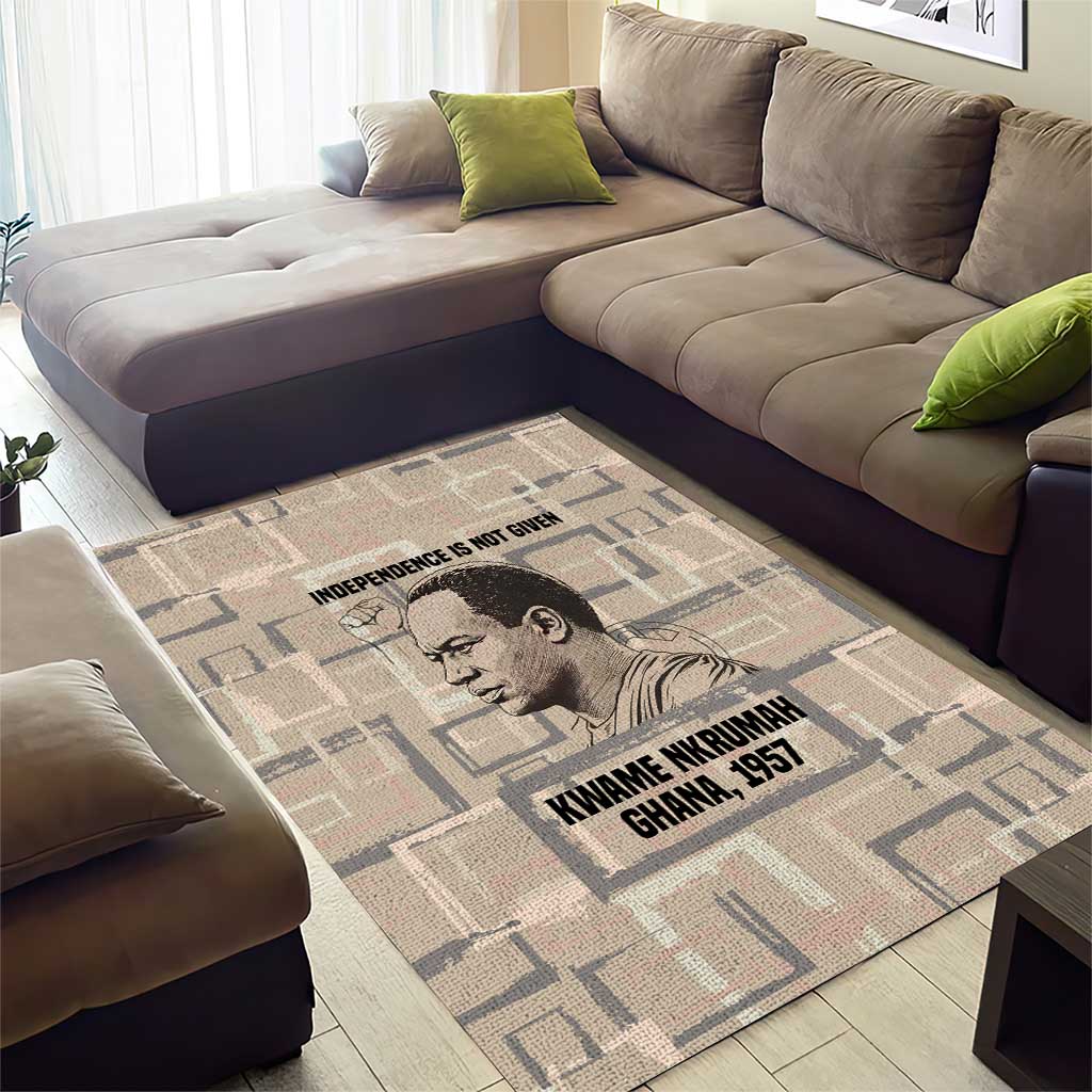 Kwame Nkrumah Area Rug with Raised Fist Design and Independence Quote Ghana 1957 Tribute - African Pride