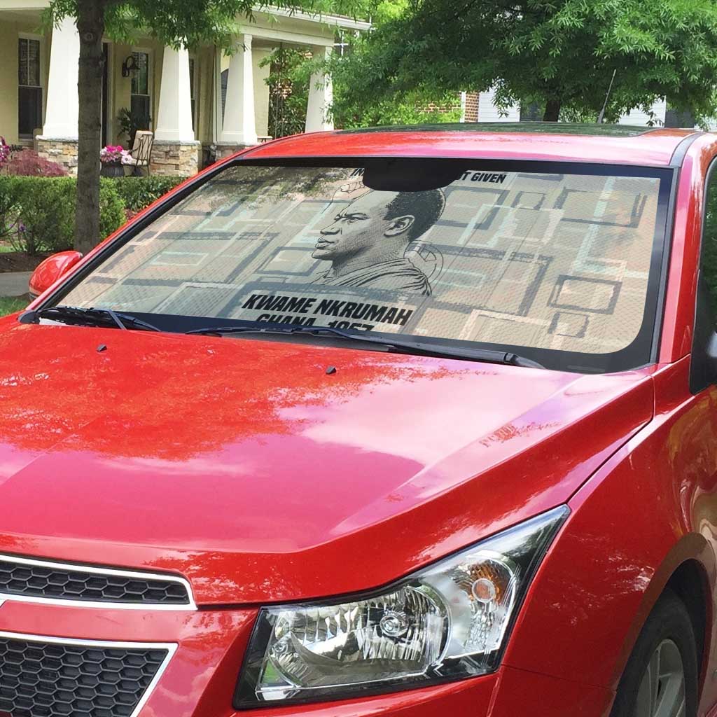 Kwame Nkrumah Auto Sun Shade with Raised Fist Design and Independence Quote Ghana 1957 Tribute - African Pride