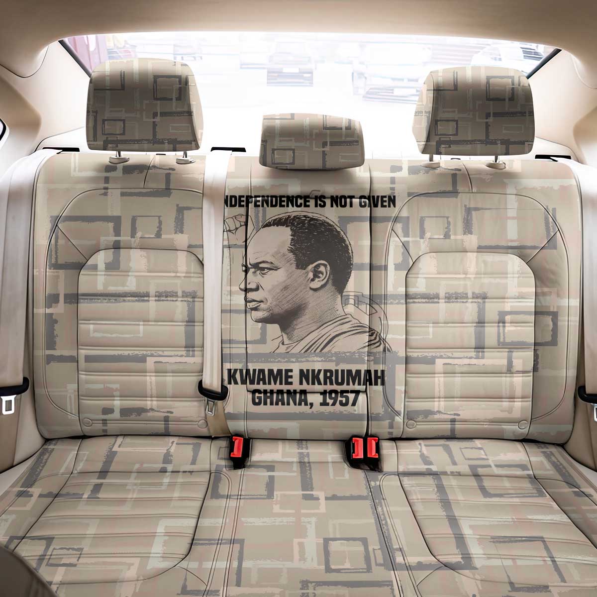 Kwame Nkrumah Back Car Seat Cover with Raised Fist Design and Independence Quote Ghana 1957 Tribute - African Pride
