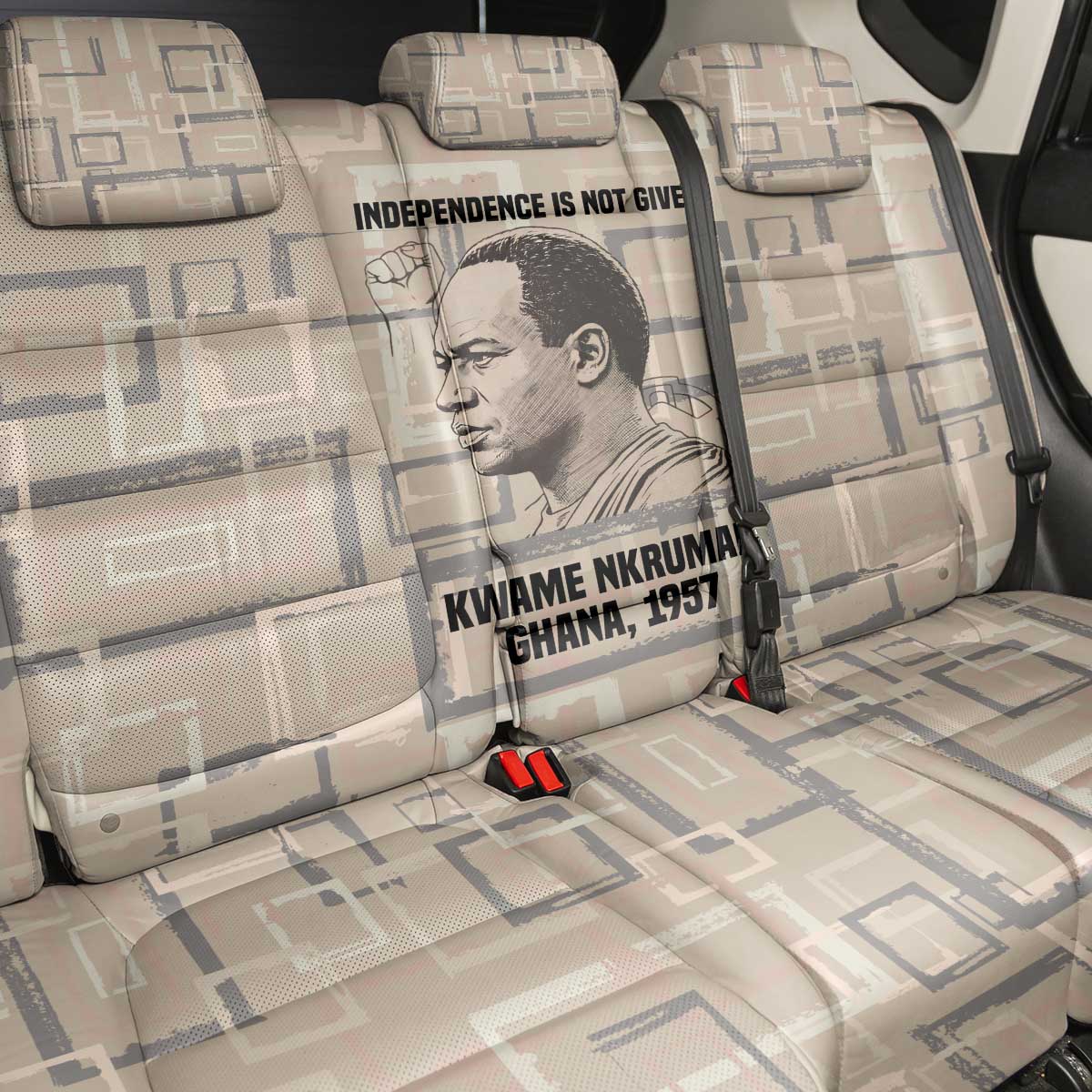 Kwame Nkrumah Back Car Seat Cover with Raised Fist Design and Independence Quote Ghana 1957 Tribute - African Pride