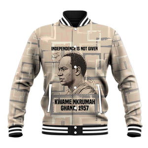 Kwame Nkrumah Baseball Jacket with Raised Fist Design and Independence Quote Ghana 1957 Tribute - African Pride