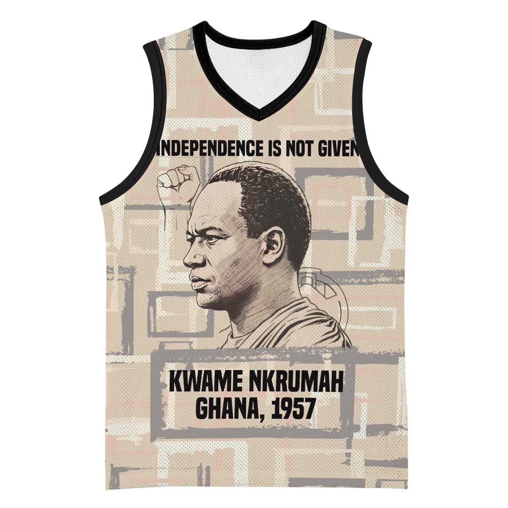 Kwame Nkrumah Basketball Jersey with Raised Fist Design and Independence Quote Ghana 1957 Tribute - African Pride