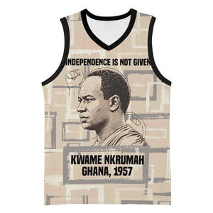 Kwame Nkrumah Basketball Jersey with Raised Fist Design and Independence Quote Ghana 1957 Tribute - African Pride