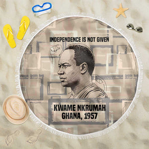 Kwame Nkrumah Beach Blanket with Raised Fist Design and Independence Quote Ghana 1957 Tribute - African Pride