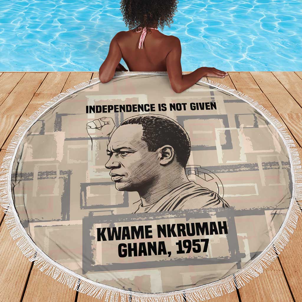 Kwame Nkrumah Beach Blanket with Raised Fist Design and Independence Quote Ghana 1957 Tribute - African Pride