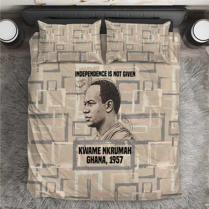 Kwame Nkrumah Bedding Set with Raised Fist Design and Independence Quote Ghana 1957 Tribute - African Pride