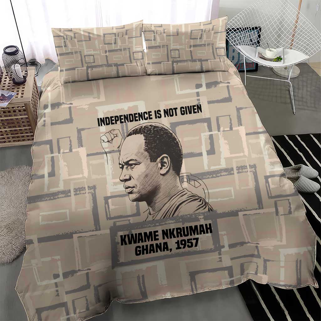 Kwame Nkrumah Bedding Set with Raised Fist Design and Independence Quote Ghana 1957 Tribute - African Pride