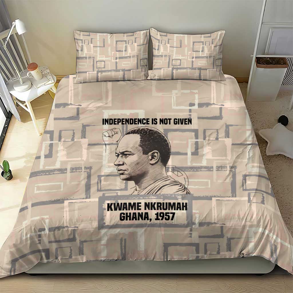 Kwame Nkrumah Bedding Set with Raised Fist Design and Independence Quote Ghana 1957 Tribute - African Pride
