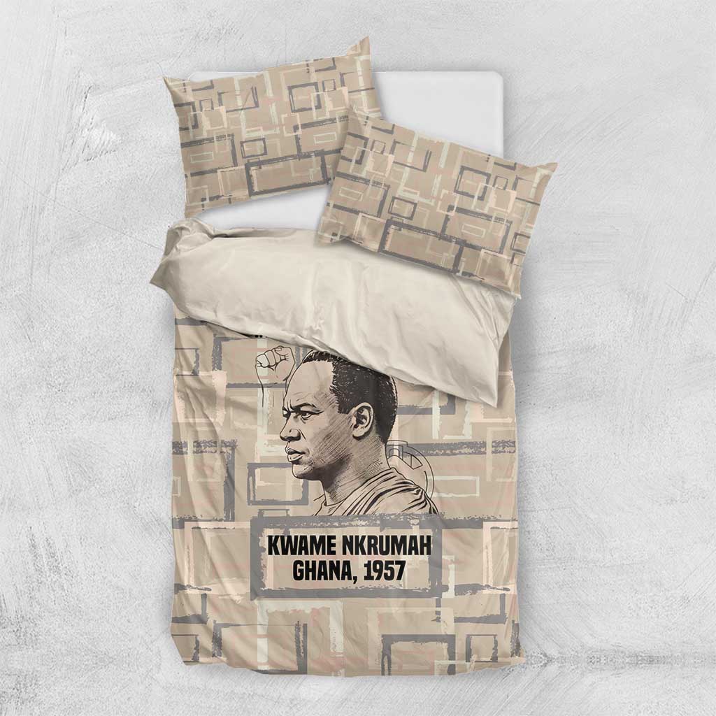 Kwame Nkrumah Bedding Set with Raised Fist Design and Independence Quote Ghana 1957 Tribute - African Pride
