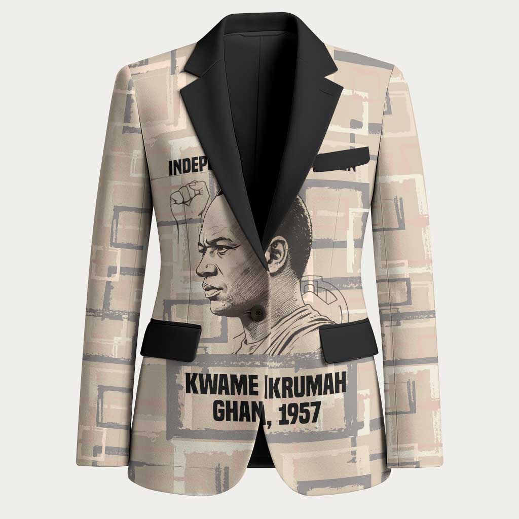 Kwame Nkrumah Blazer with Raised Fist Design and Independence Quote Ghana 1957 Tribute - African Pride