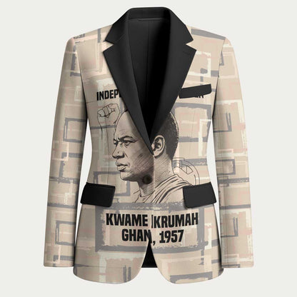 Kwame Nkrumah Blazer with Raised Fist Design and Independence Quote Ghana 1957 Tribute - African Pride