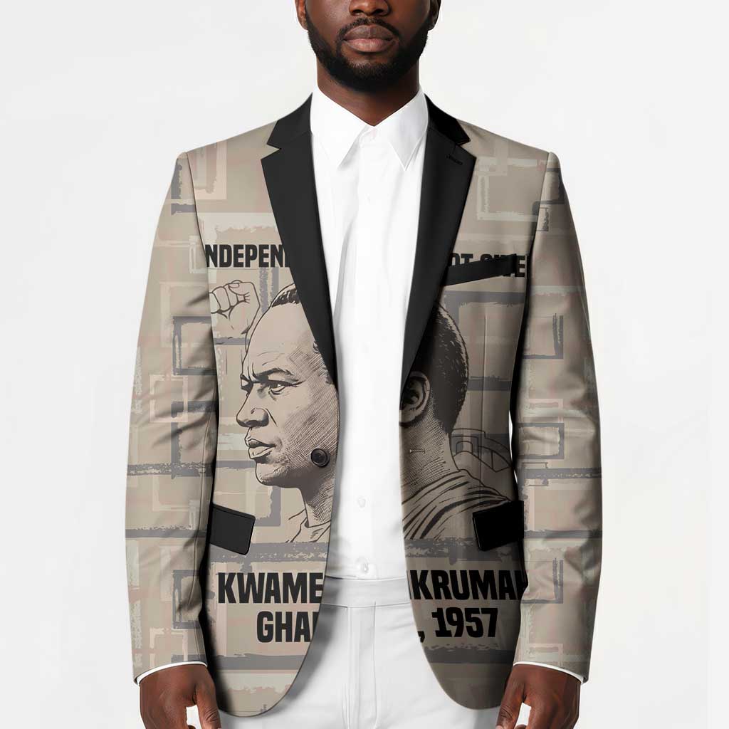 Kwame Nkrumah Blazer with Raised Fist Design and Independence Quote Ghana 1957 Tribute - African Pride