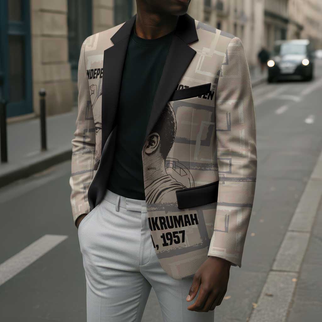 Kwame Nkrumah Blazer with Raised Fist Design and Independence Quote Ghana 1957 Tribute - African Pride