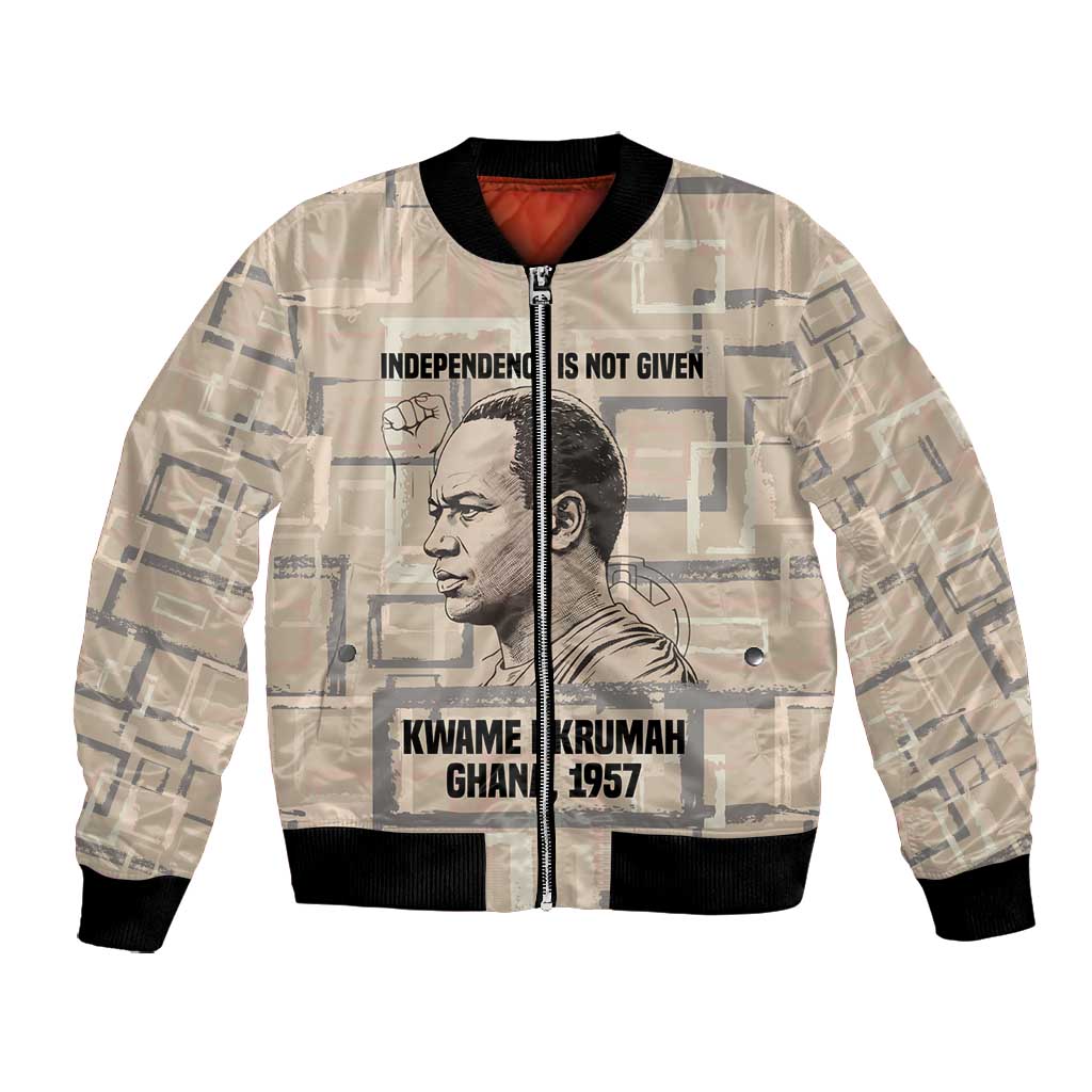 Kwame Nkrumah Bomber Jacket with Raised Fist Design and Independence Quote Ghana 1957 Tribute - African Pride