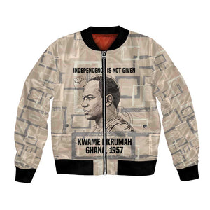 Kwame Nkrumah Bomber Jacket with Raised Fist Design and Independence Quote Ghana 1957 Tribute - African Pride