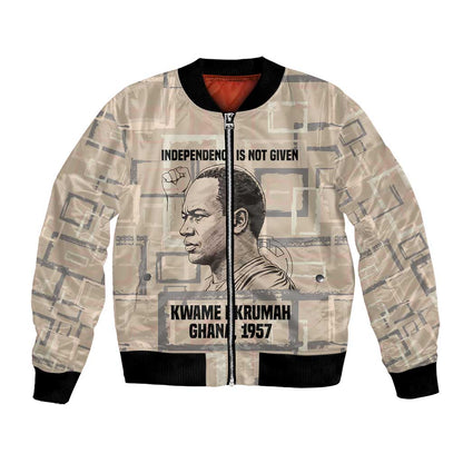 Kwame Nkrumah Bomber Jacket with Raised Fist Design and Independence Quote Ghana 1957 Tribute - African Pride
