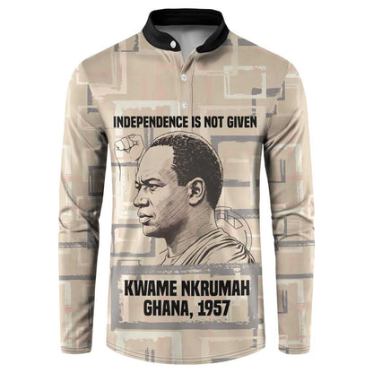 Kwame Nkrumah Button Sweatshirt with Raised Fist Design and Independence Quote Ghana 1957 Tribute