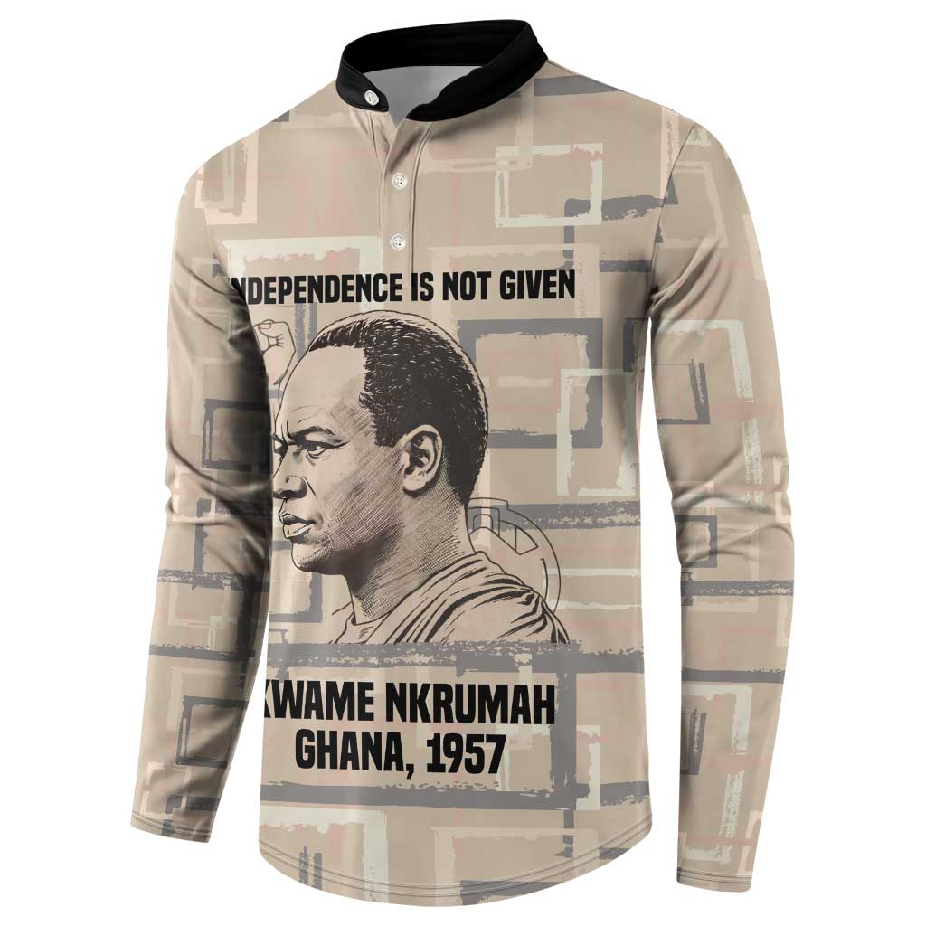 Kwame Nkrumah Button Sweatshirt with Raised Fist Design and Independence Quote Ghana 1957 Tribute