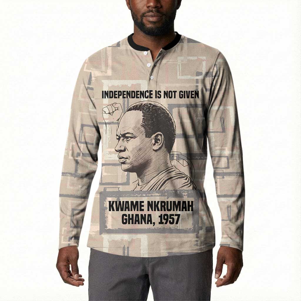 Kwame Nkrumah Button Sweatshirt with Raised Fist Design and Independence Quote Ghana 1957 Tribute
