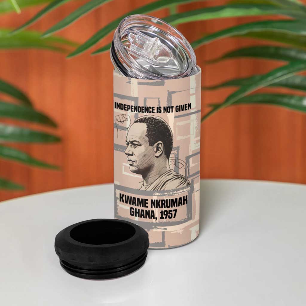 Kwame Nkrumah 4 in 1 Can Cooler Tumbler with Raised Fist Design and Independence Quote Ghana 1957 Tribute - African Pride