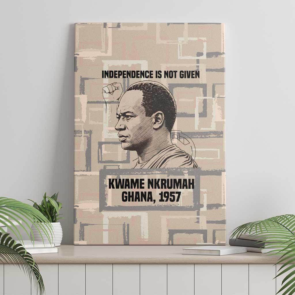 Kwame Nkrumah Canvas Wall Art with Raised Fist Design and Independence Quote Ghana 1957 Tribute - African Pride