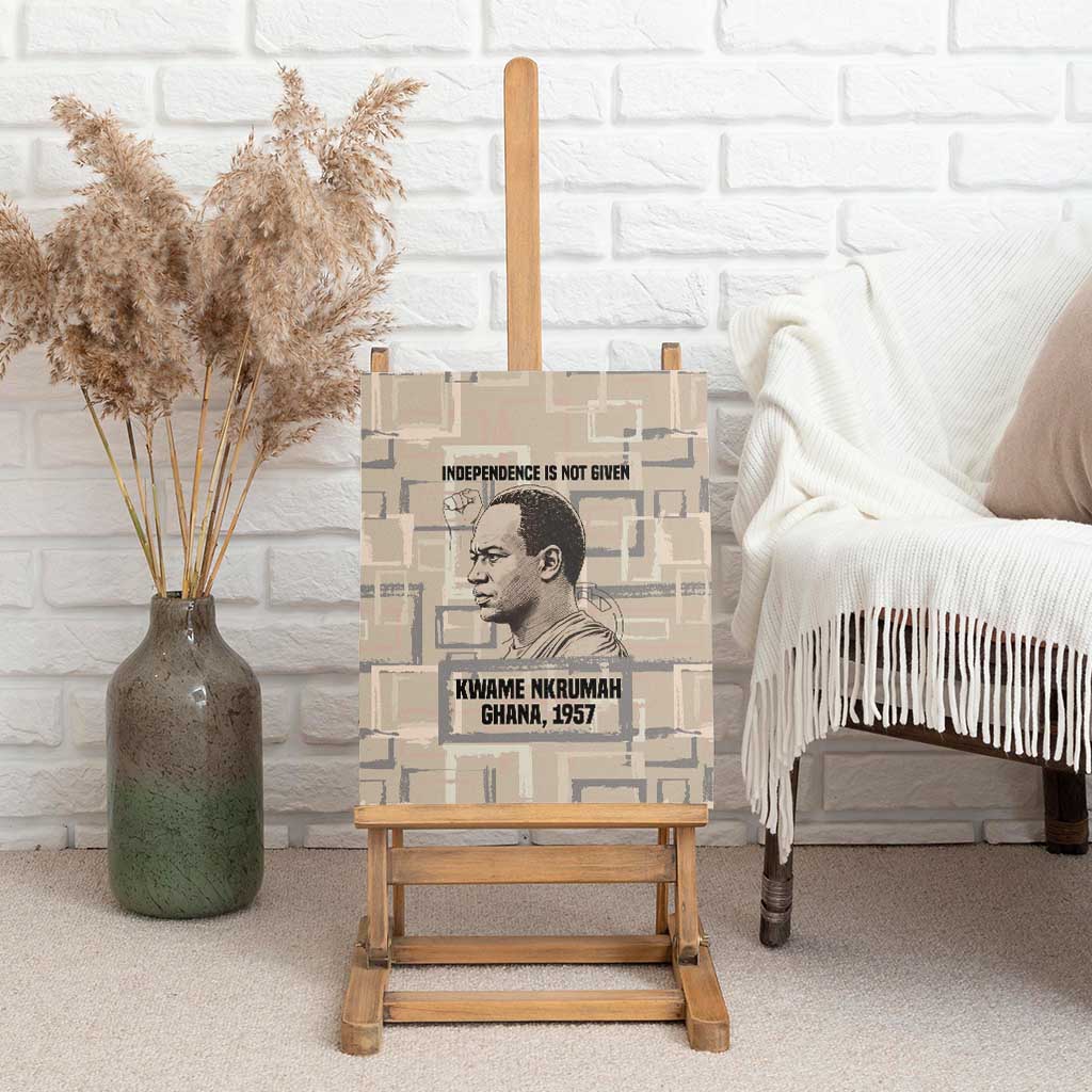 Kwame Nkrumah Canvas Wall Art with Raised Fist Design and Independence Quote Ghana 1957 Tribute - African Pride