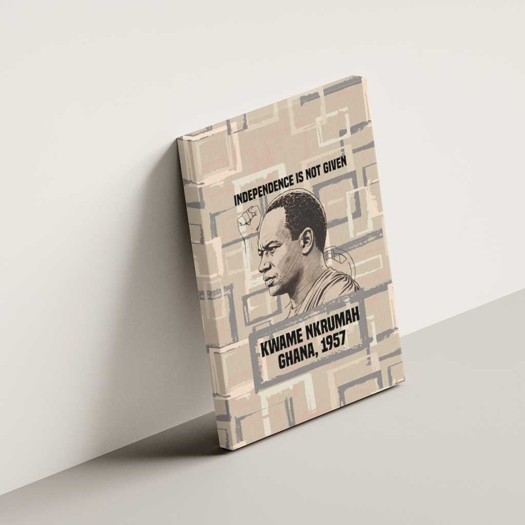 Kwame Nkrumah Canvas Wall Art with Raised Fist Design and Independence Quote Ghana 1957 Tribute - African Pride