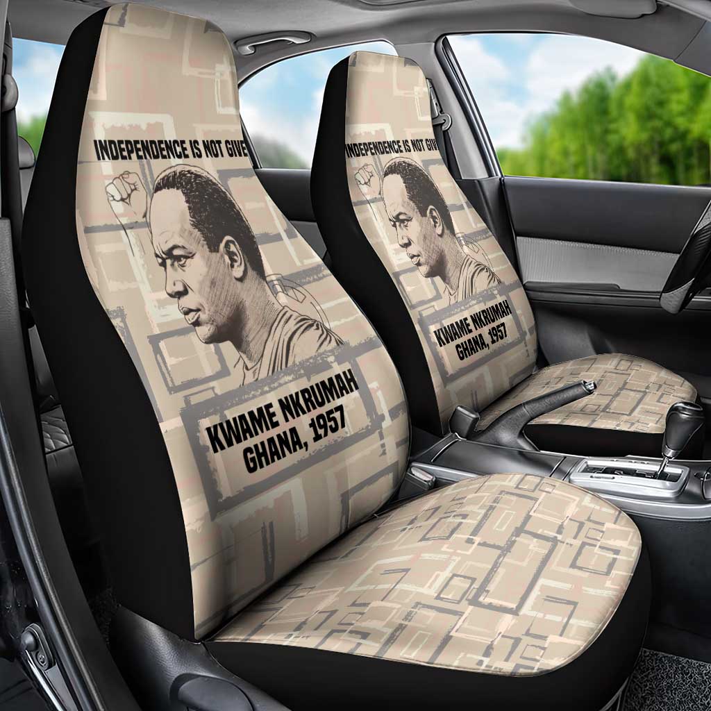Kwame Nkrumah Car Seat Cover with Raised Fist Design and Independence Quote Ghana 1957 Tribute - African Pride