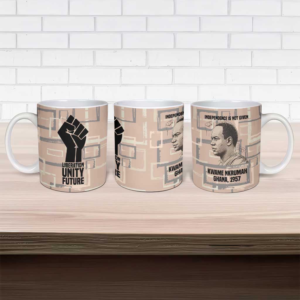 Kwame Nkrumah Ceramic Mug with Raised Fist Design and Independence Quote Ghana 1957 Tribute - African Pride