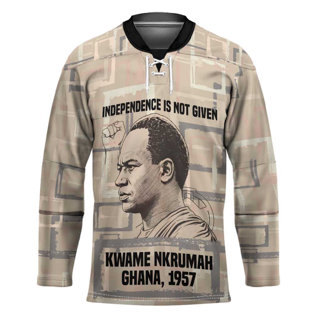 Kwame Nkrumah Hockey Jersey with Raised Fist Design and Independence Quote Ghana 1957 Tribute - African Pride