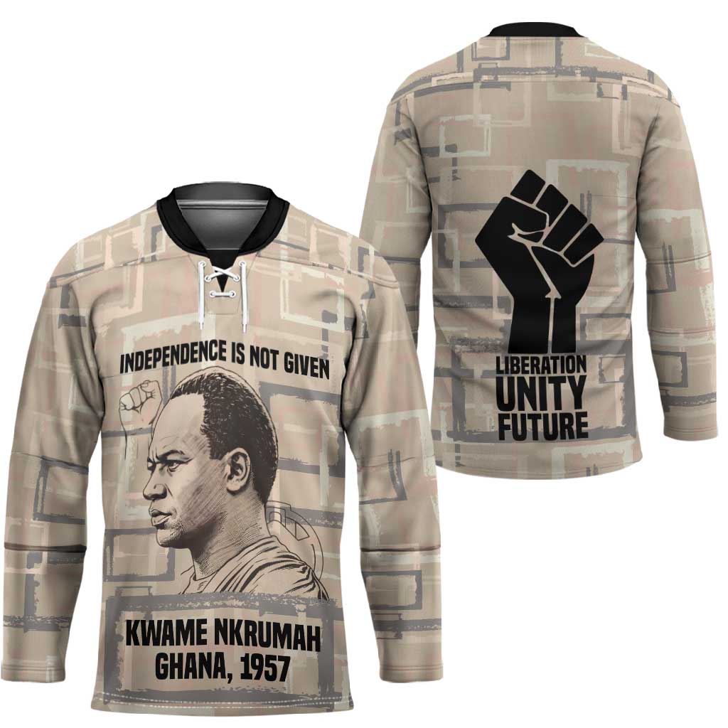 Kwame Nkrumah Hockey Jersey with Raised Fist Design and Independence Quote Ghana 1957 Tribute - African Pride