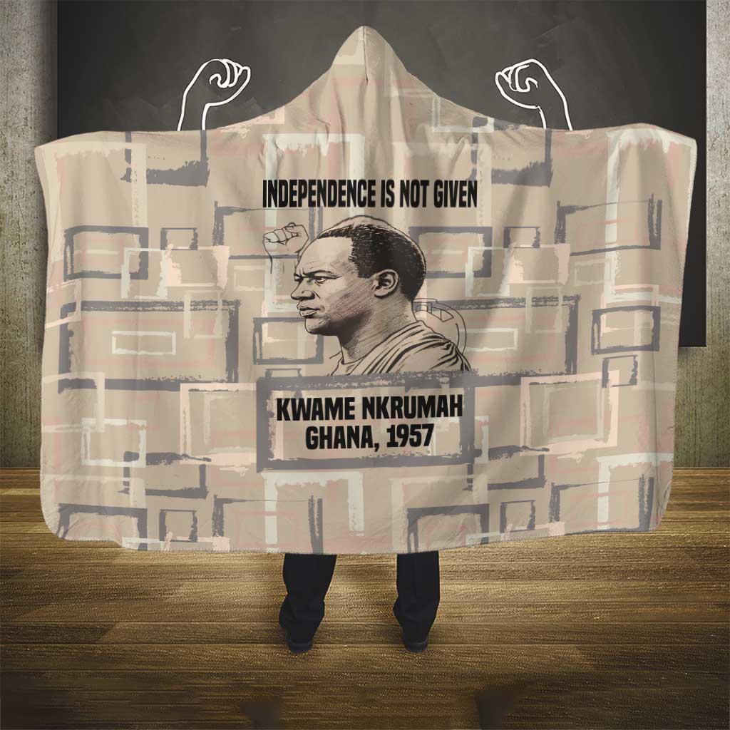 Kwame Nkrumah Hooded Blanket with Raised Fist Design and Independence Quote Ghana 1957 Tribute - African Pride