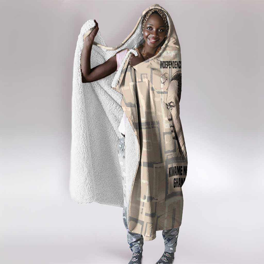 Kwame Nkrumah Hooded Blanket with Raised Fist Design and Independence Quote Ghana 1957 Tribute - African Pride