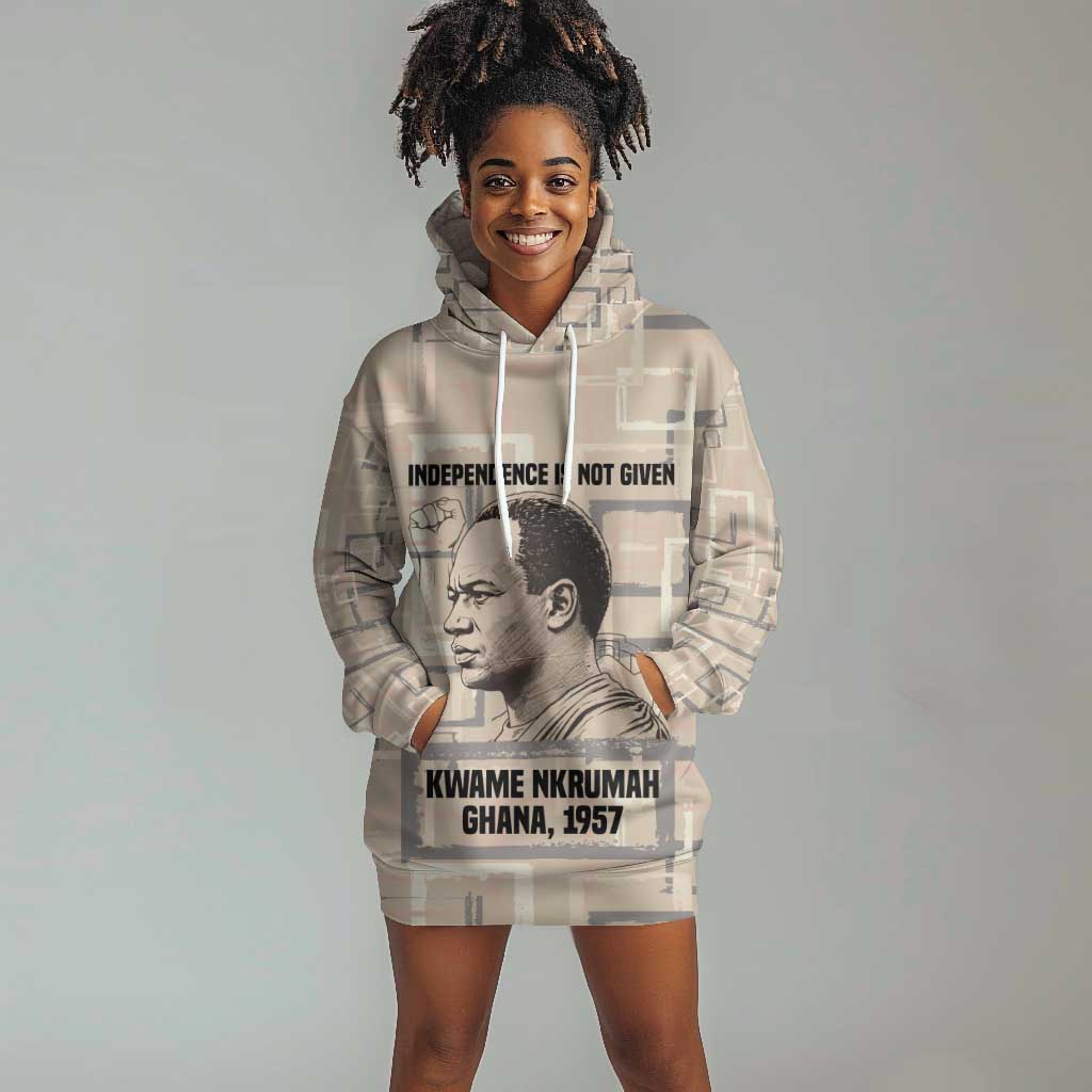 Kwame Nkrumah Hoodie Dress with Raised Fist Design and Independence Quote Ghana 1957 Tribute - African Pride