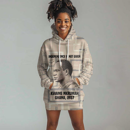 Kwame Nkrumah Hoodie Dress with Raised Fist Design and Independence Quote Ghana 1957 Tribute - African Pride
