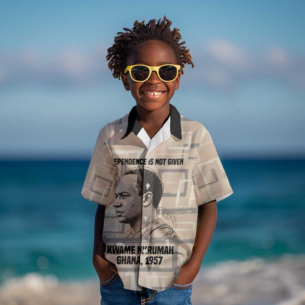Kwame Nkrumah Kid Hawaiian Shirt with Raised Fist Design and Independence Quote Ghana 1957 Tribute - African Pride