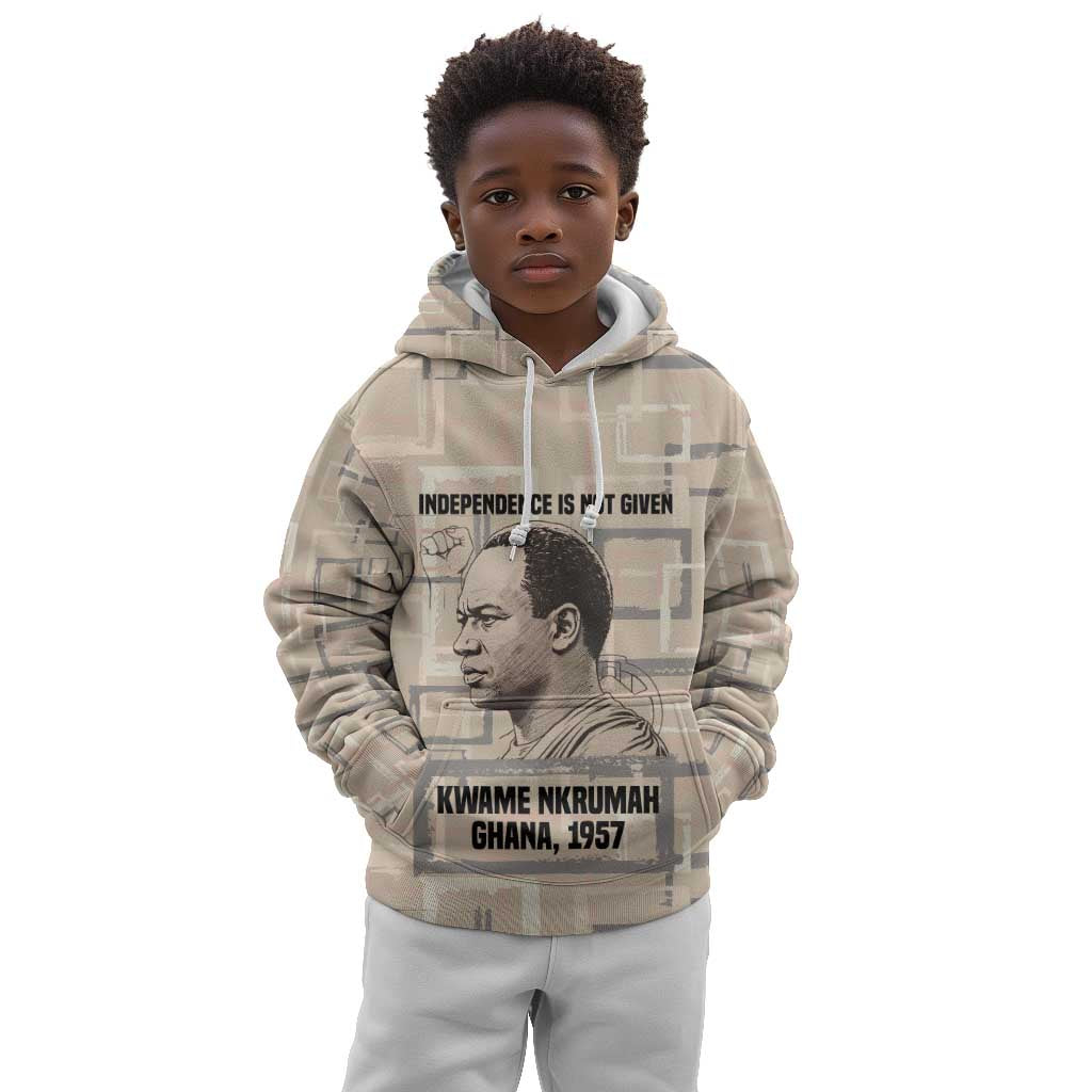 Kwame Nkrumah Kid Hoodie with Raised Fist Design and Independence Quote Ghana 1957 Tribute - African Pride