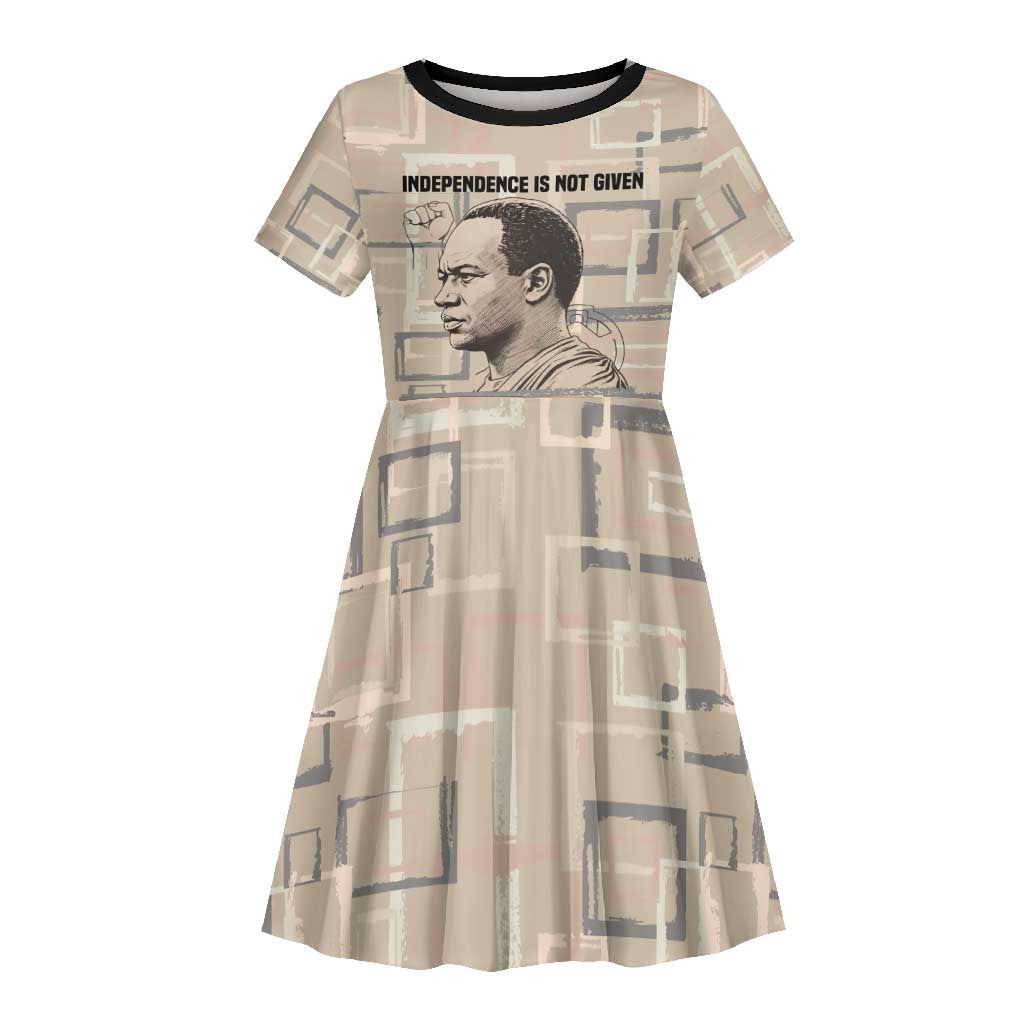 Kwame Nkrumah Kid Short Sleeve Dress with Raised Fist Design and Independence Quote Ghana 1957 Tribute - African Pride