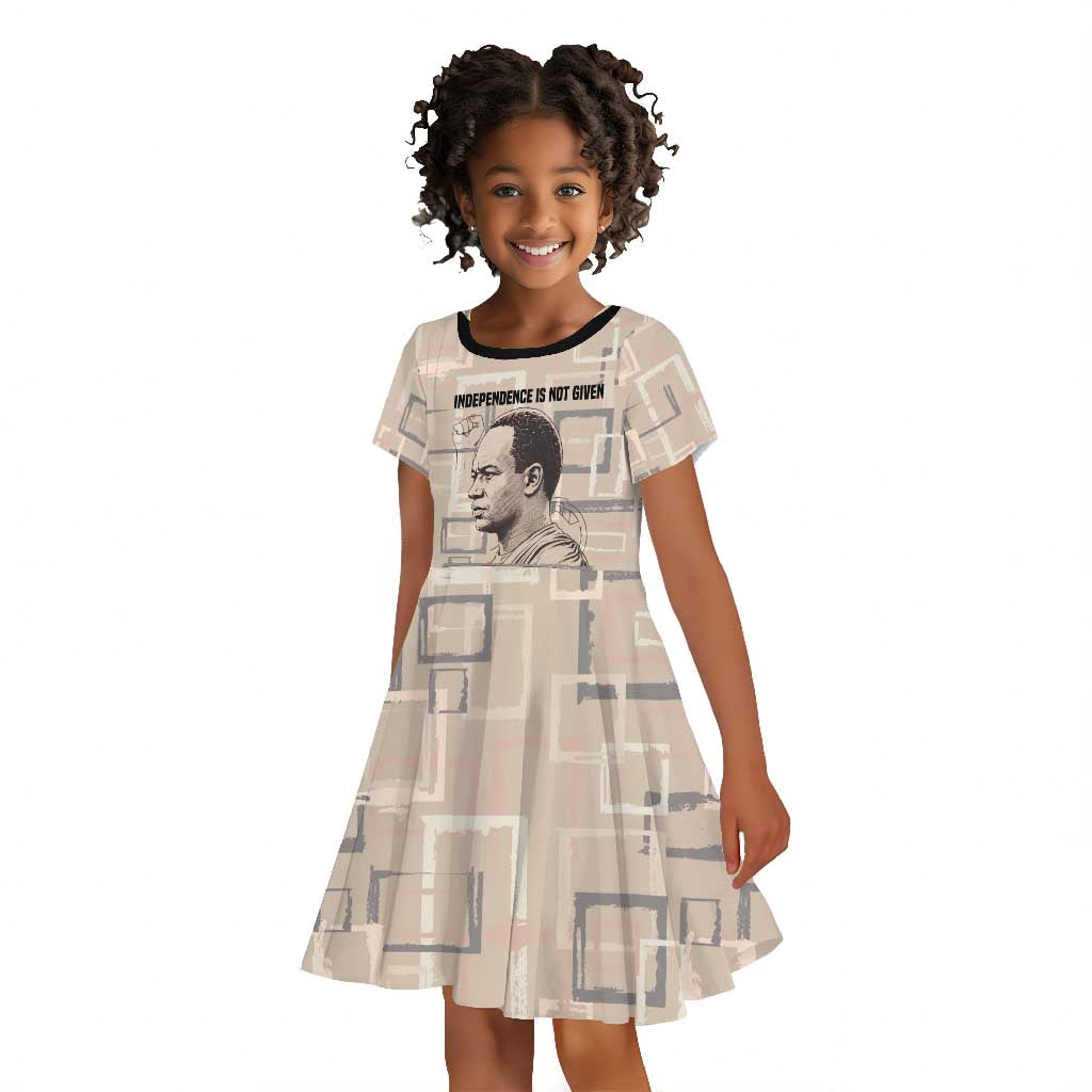 Kwame Nkrumah Kid Short Sleeve Dress with Raised Fist Design and Independence Quote Ghana 1957 Tribute - African Pride