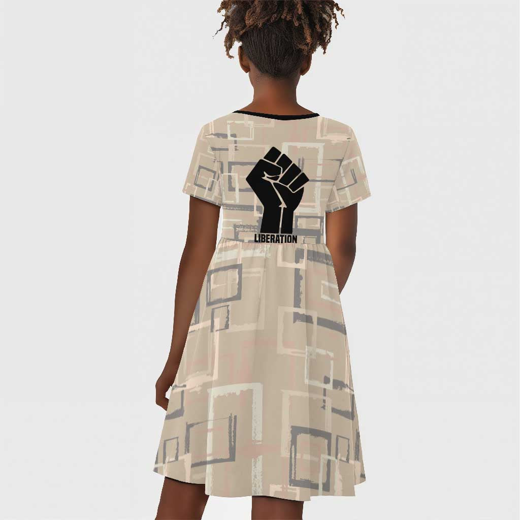 Kwame Nkrumah Kid Short Sleeve Dress with Raised Fist Design and Independence Quote Ghana 1957 Tribute - African Pride