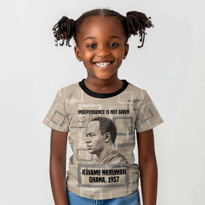 Kwame Nkrumah Kid T shirt with Raised Fist Design and Independence Quote Ghana 1957 Tribute - African Pride